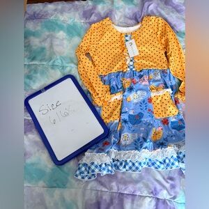 Vibrant Yellow and Blue Chicken Dress
